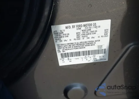 2013 Ford Edge Sel from USA, damaged, VIN 2FMDK4JC7DBC56535